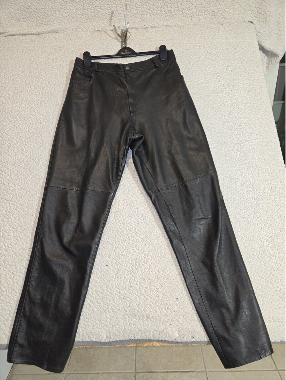 Neptune Leather Pants Womens Sz 12 Straight Lined Vtg 90s Grunge Punk Biker
